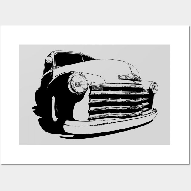 Chevy 3100 Pickup - stylized monochrome Wall Art by mal_photography